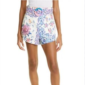 FARM Rio Floral Print Shorts - Blue and Pink